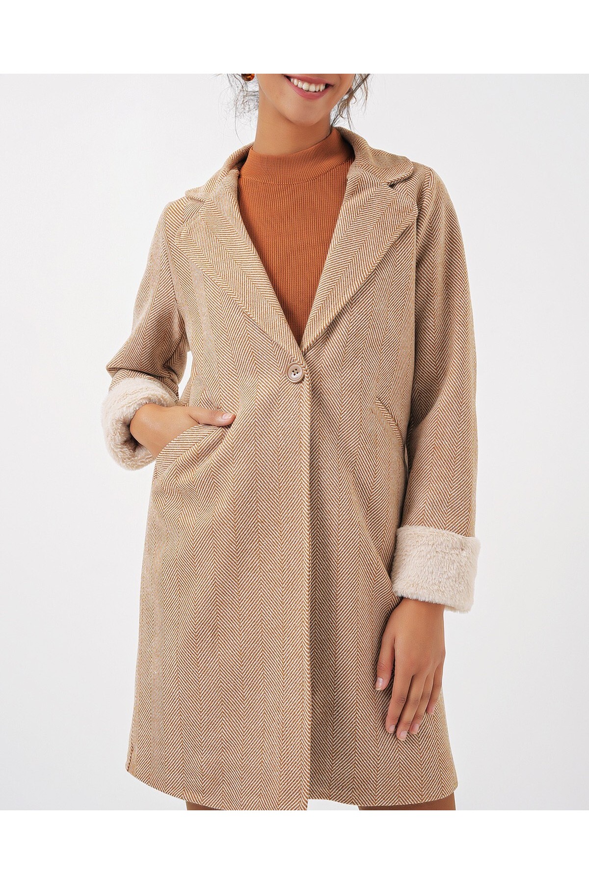 معطف كشمير متعرج 9085 