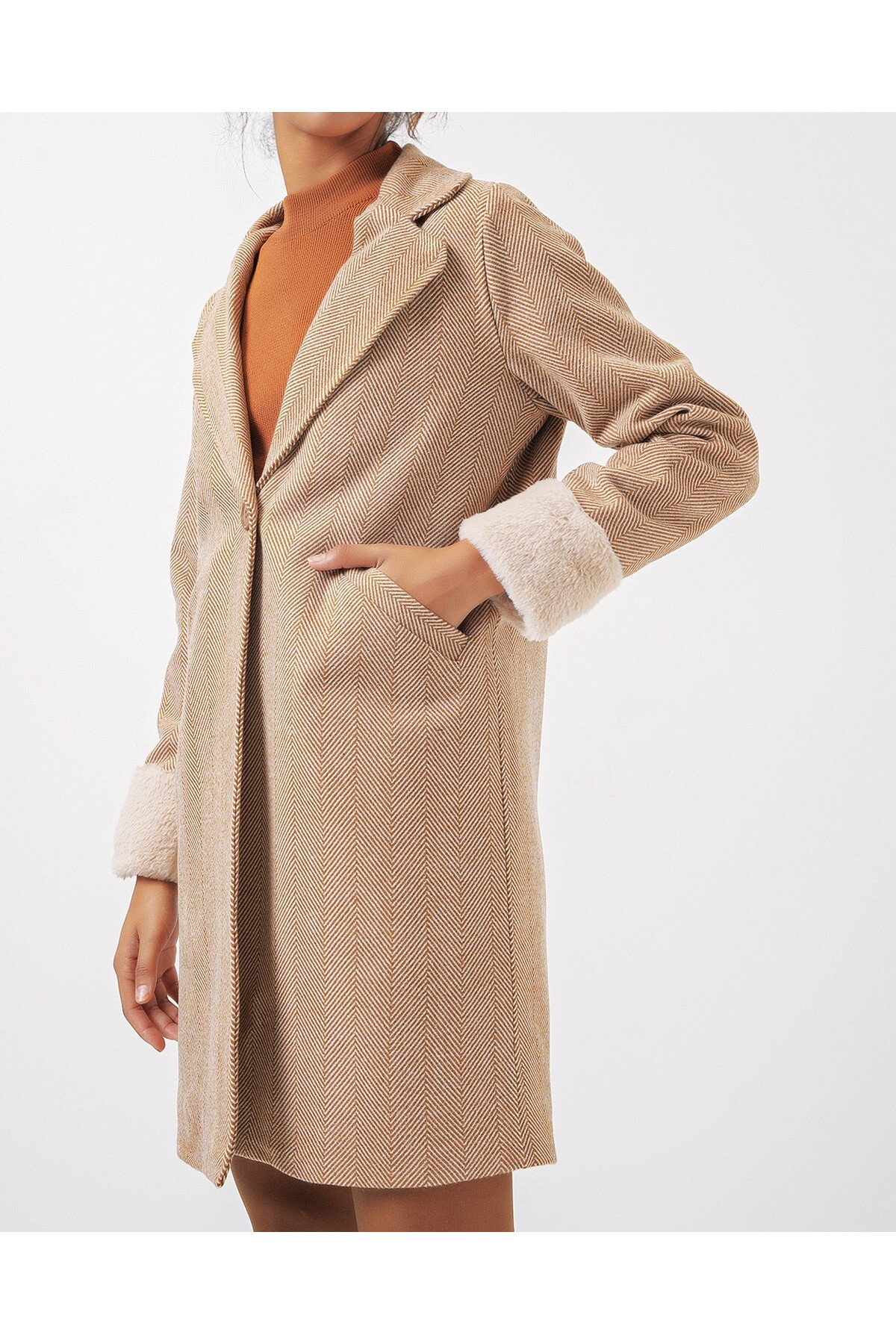 معطف كشمير متعرج 9085 