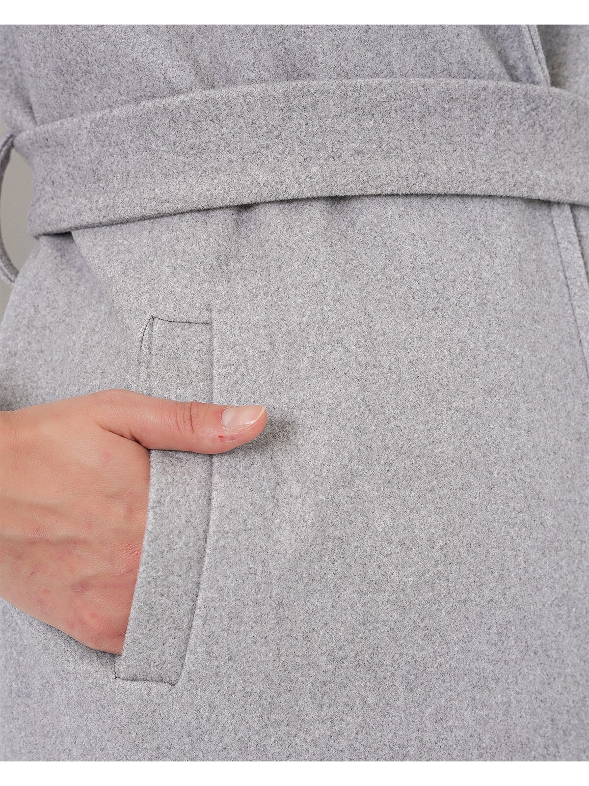 9118 Kruvaze Yaka Kaşe Kaban - A.Gri