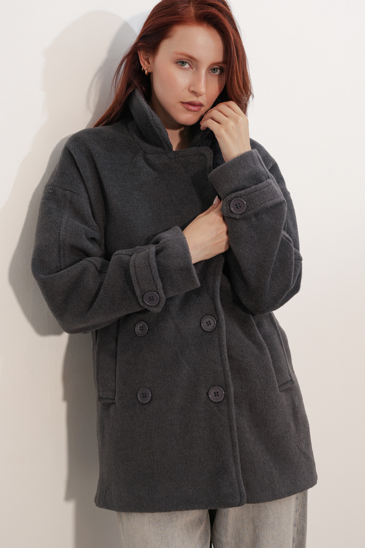 9143 Women's Double-Breasted Cashmere Coat 