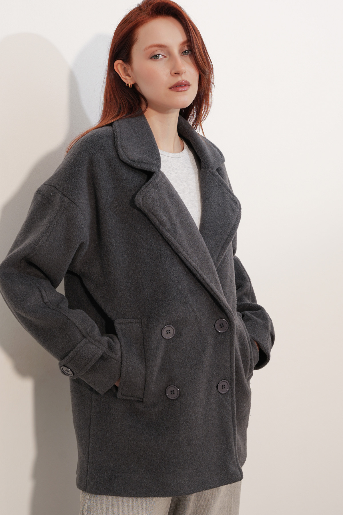 9143 Women's Double-Breasted Cashmere Coat 