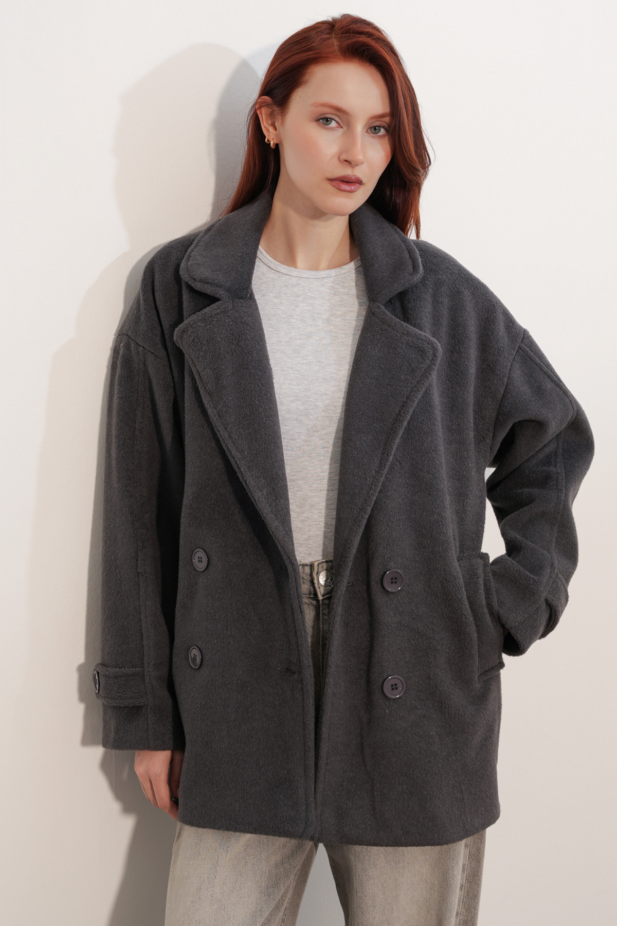 9143 Women's Double-Breasted Cashmere Coat 