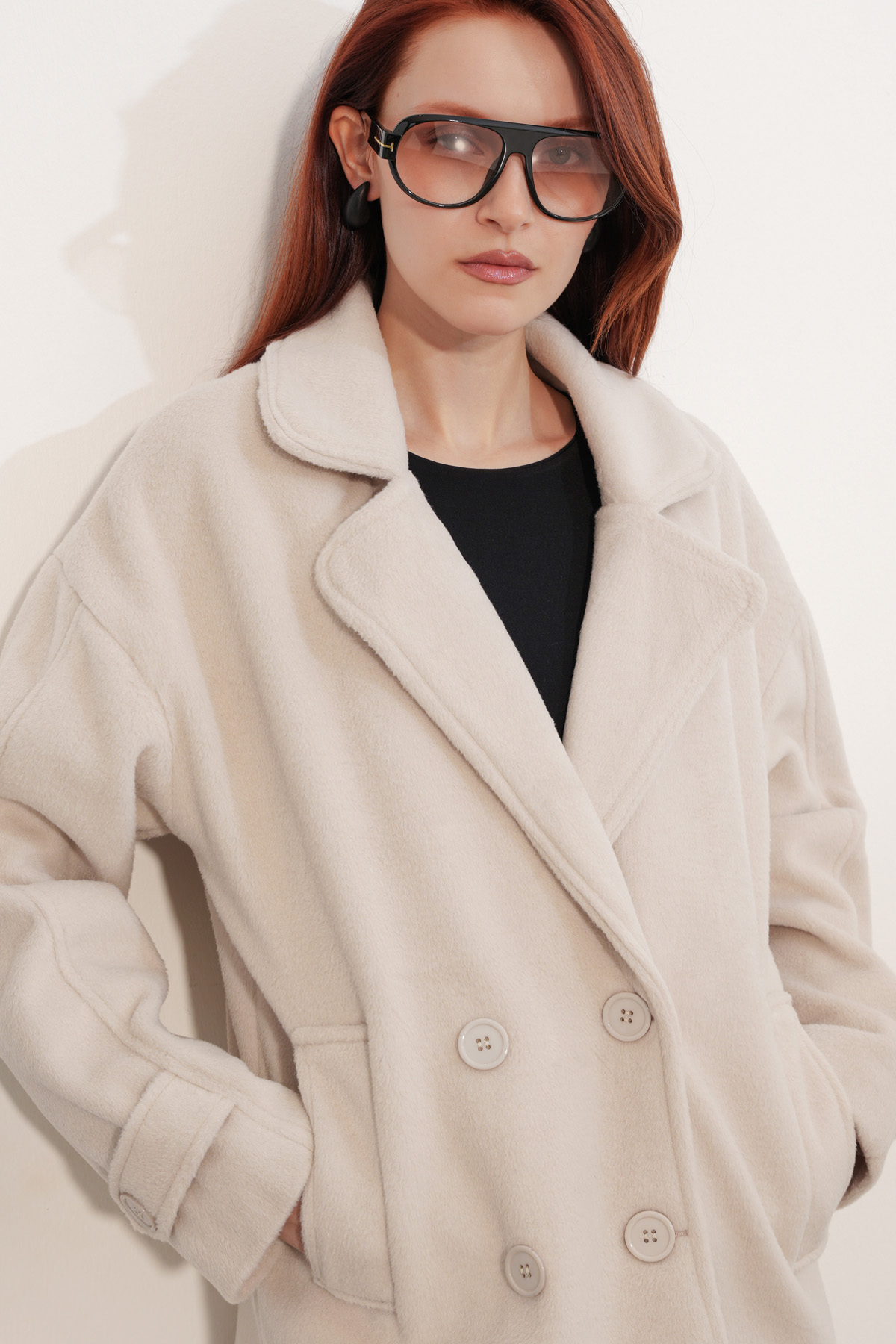9143 Women's Double-Breasted Cashmere Coat 