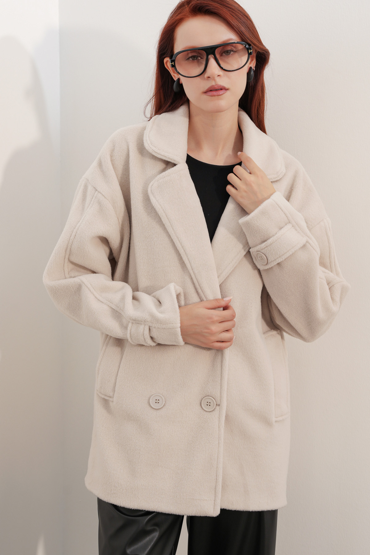 9143 Women's Double-Breasted Cashmere Coat 