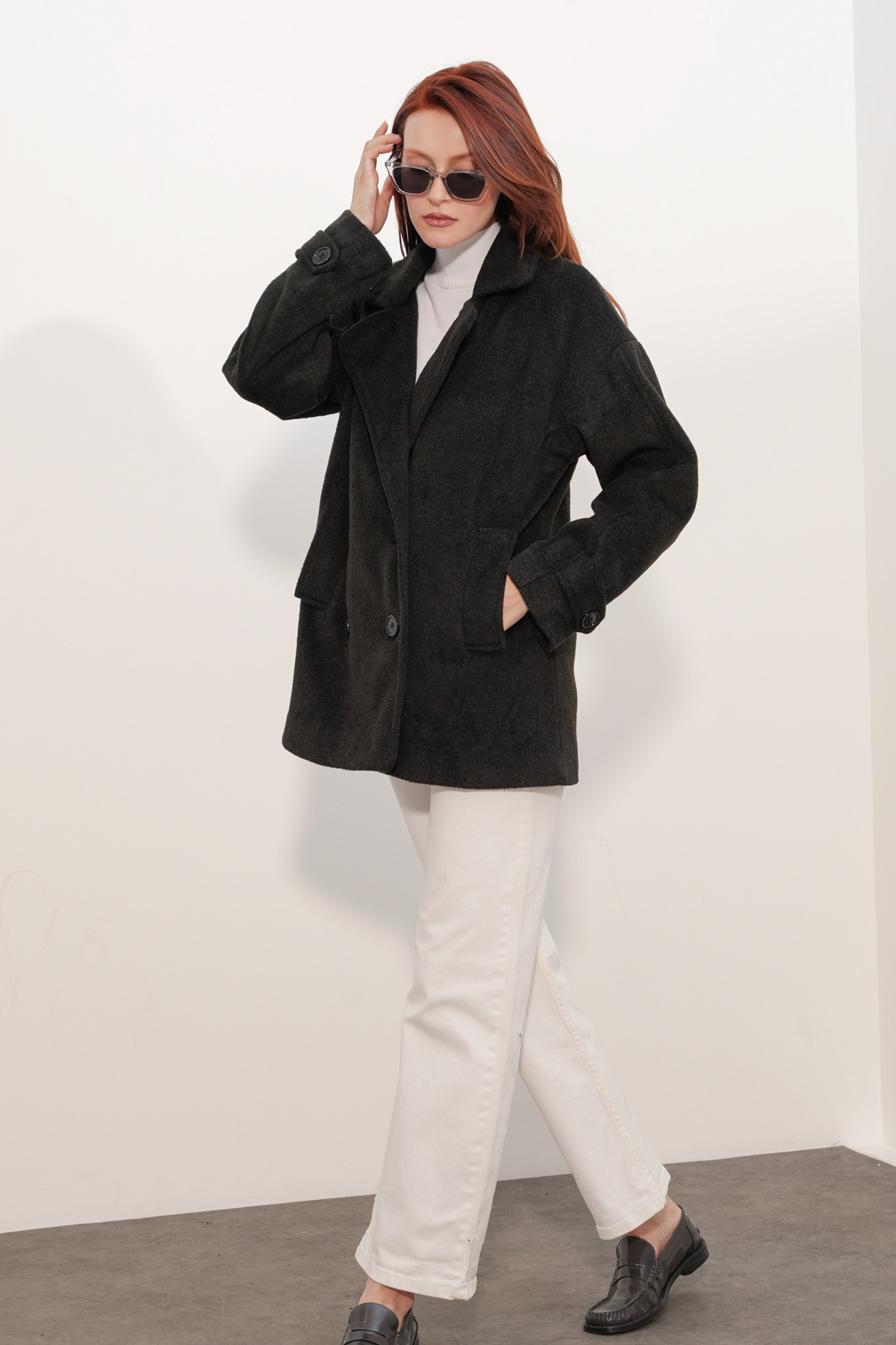 9143 Women's Double-Breasted Cashmere Coat 