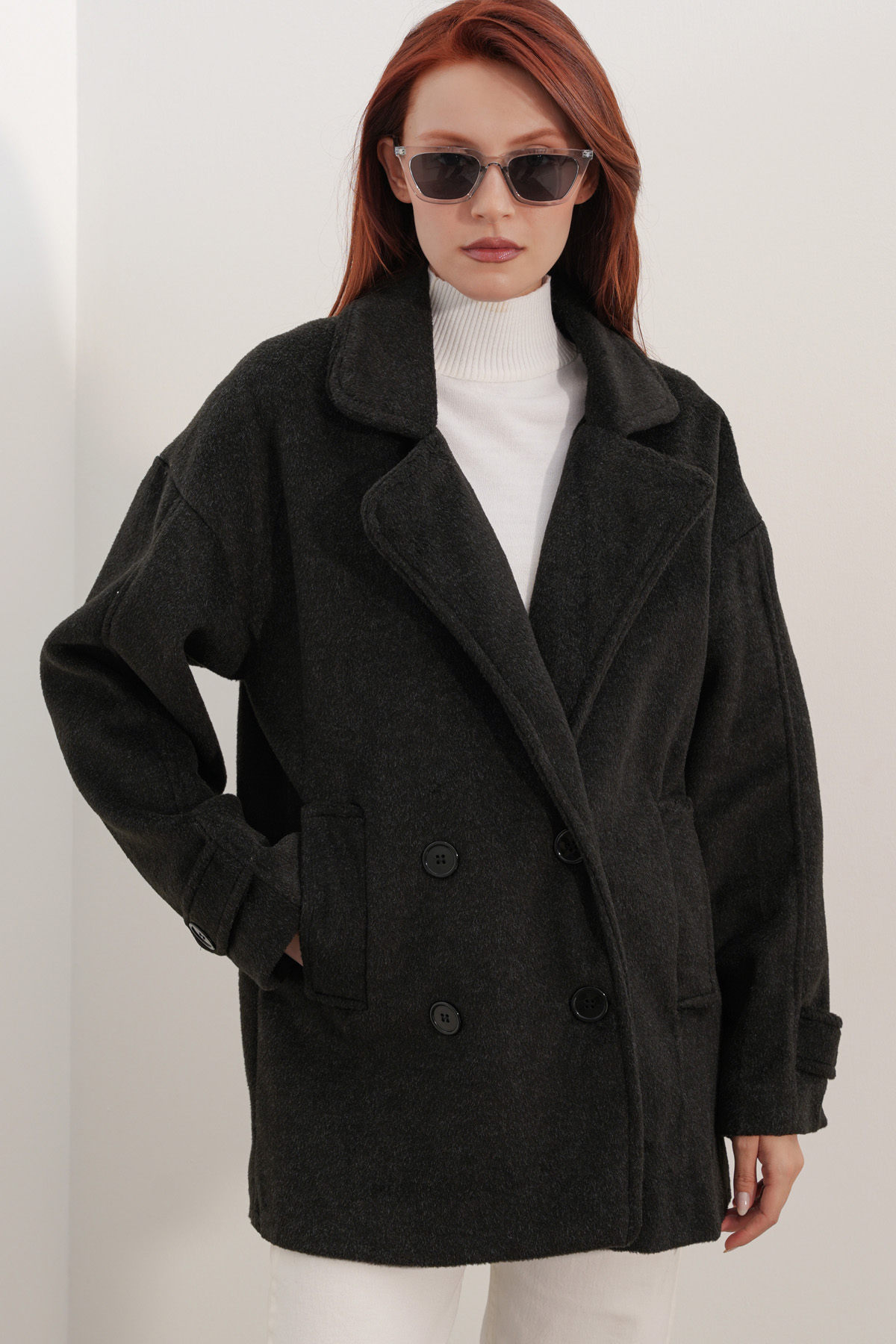 9143 Women's Double-Breasted Cashmere Coat 