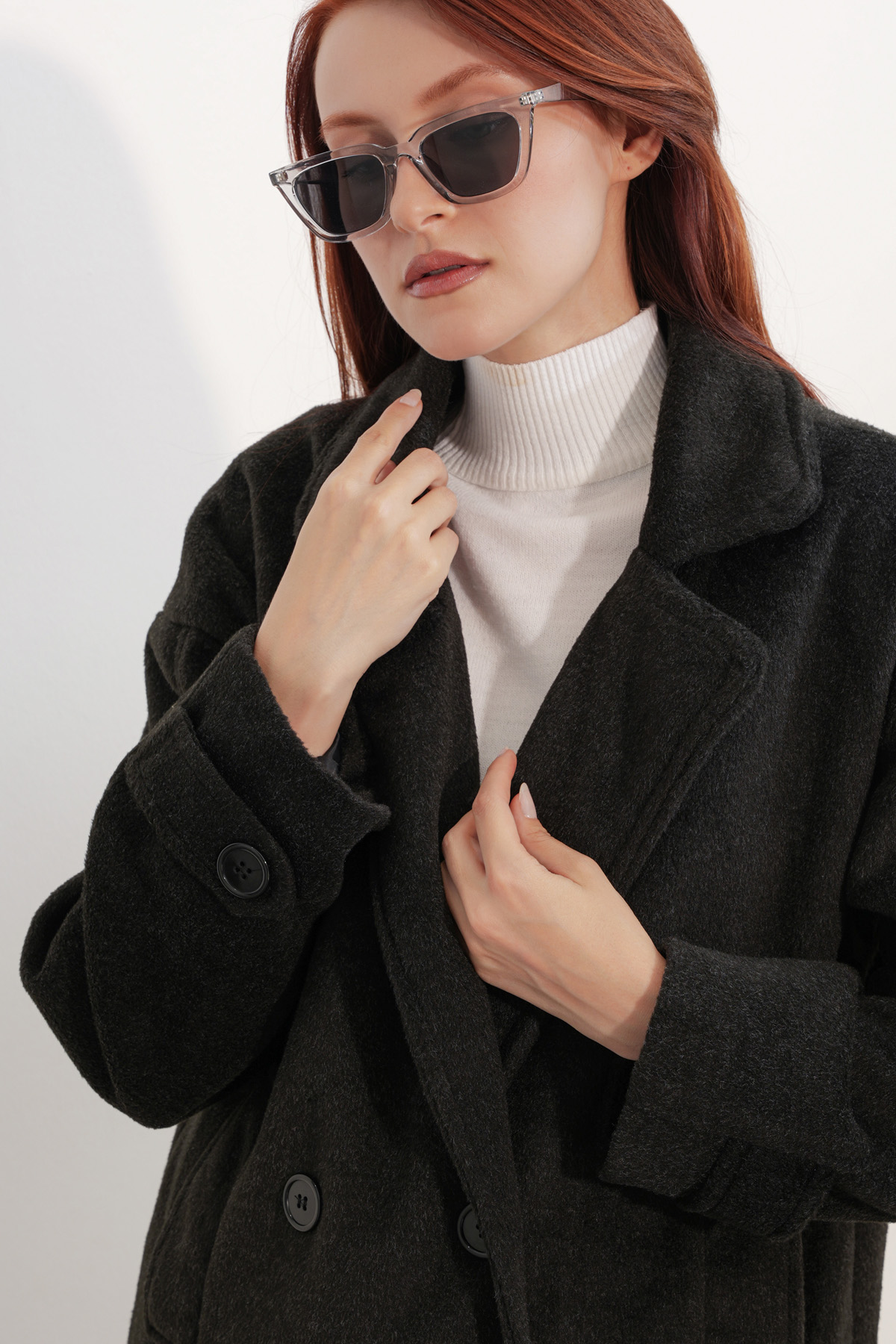 9143 Women's Double-Breasted Cashmere Coat 