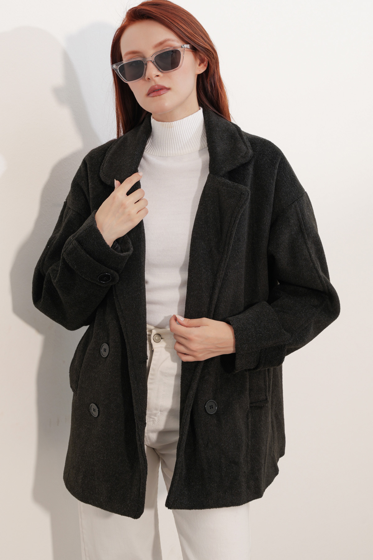 9143 Women's Double-Breasted Cashmere Coat 