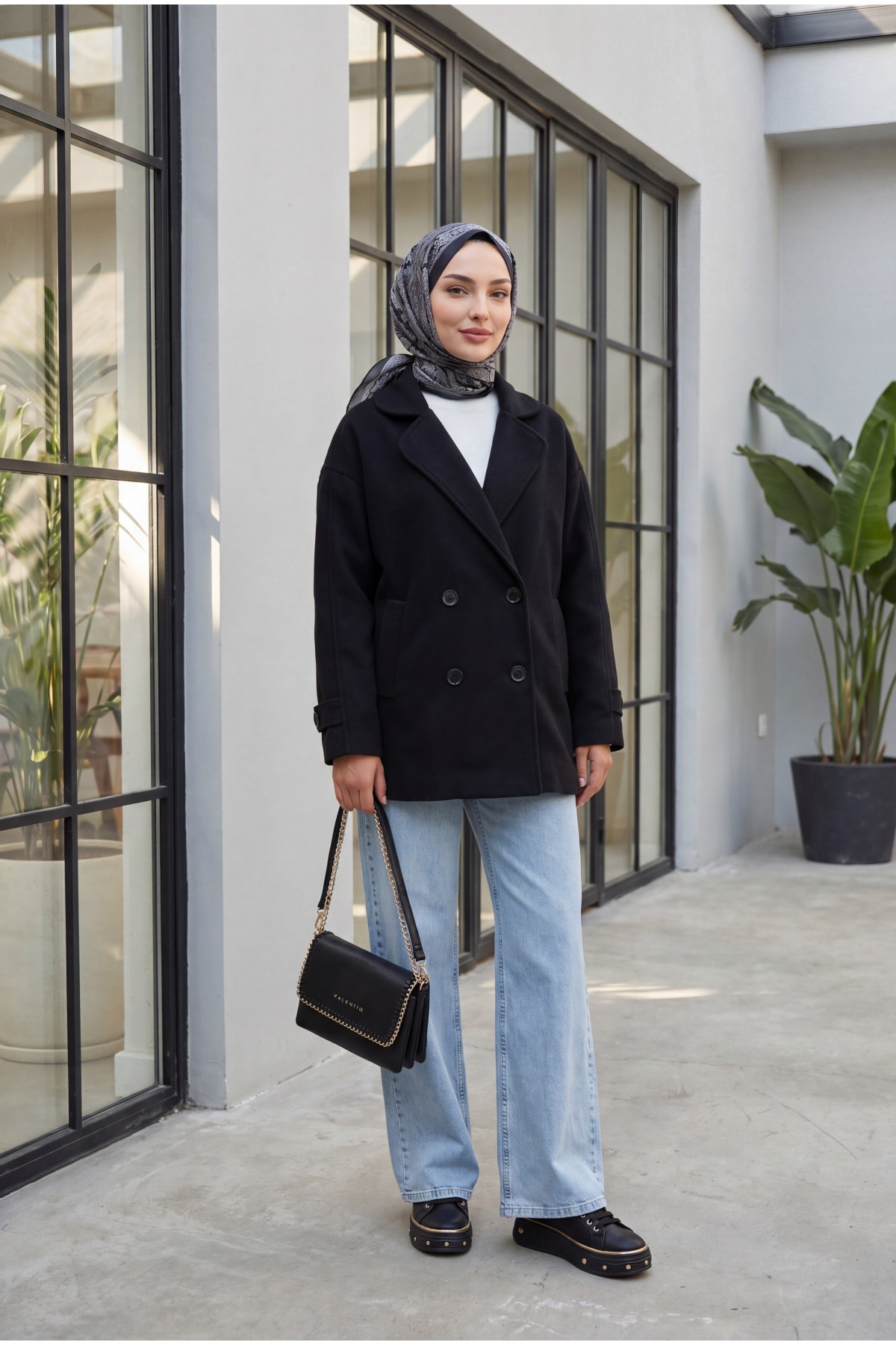 9143 Women's Double-Breasted Cashmere Coat 