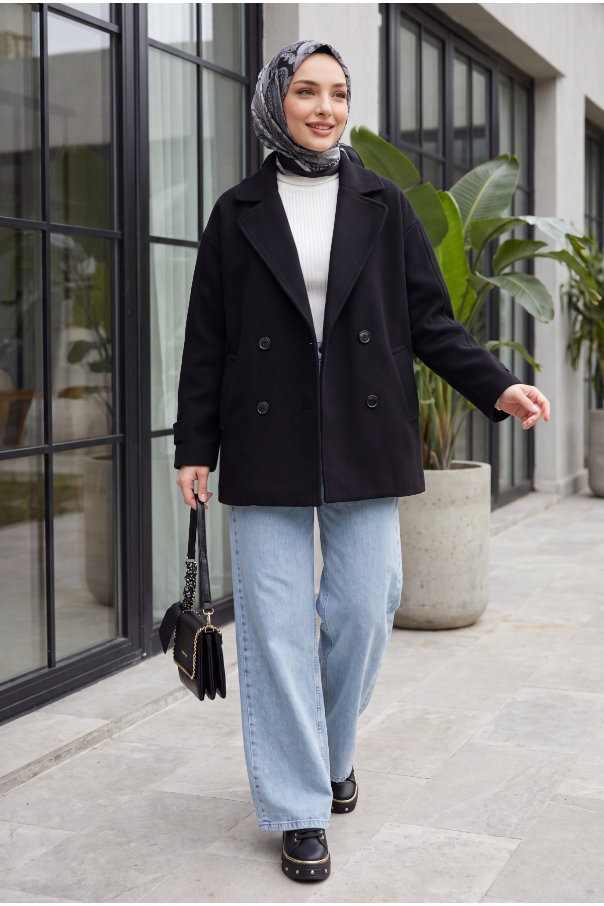 9143 Women's Double-Breasted Cashmere Coat 