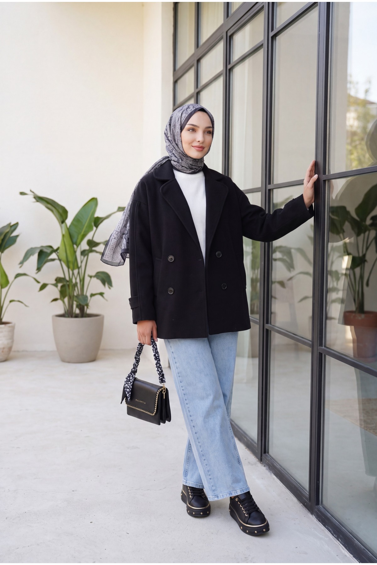 9143 Women's Double-Breasted Cashmere Coat 