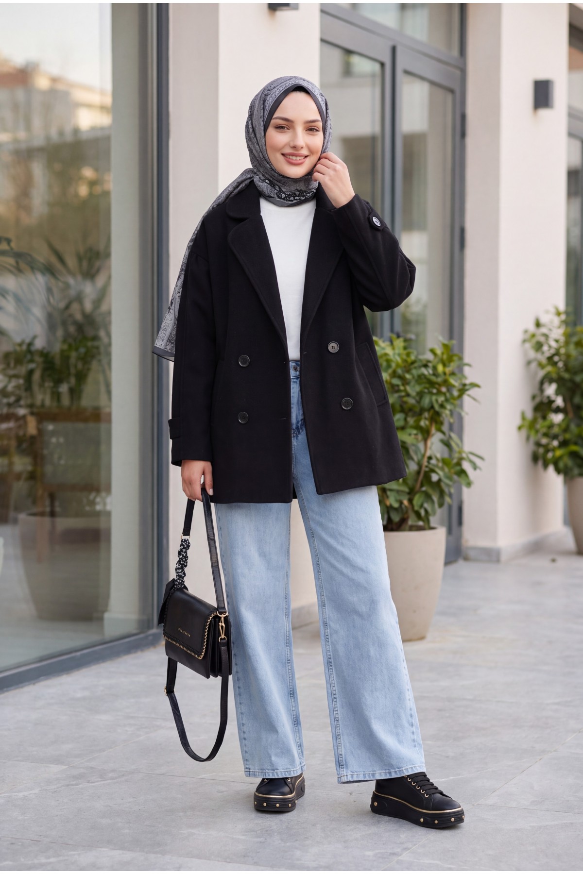 9143 Women's Double-Breasted Cashmere Coat 
