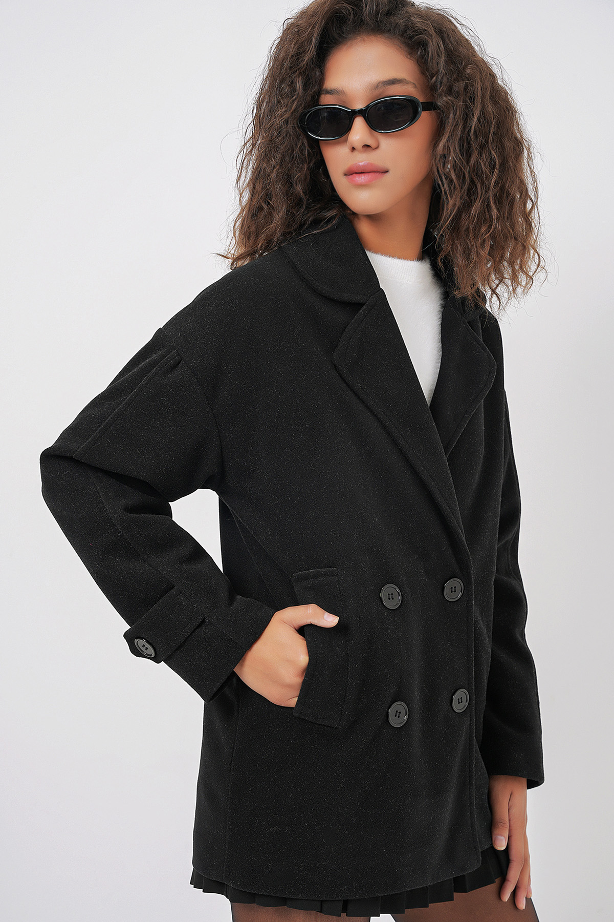 9143 Women's Double-Breasted Cashmere Coat 