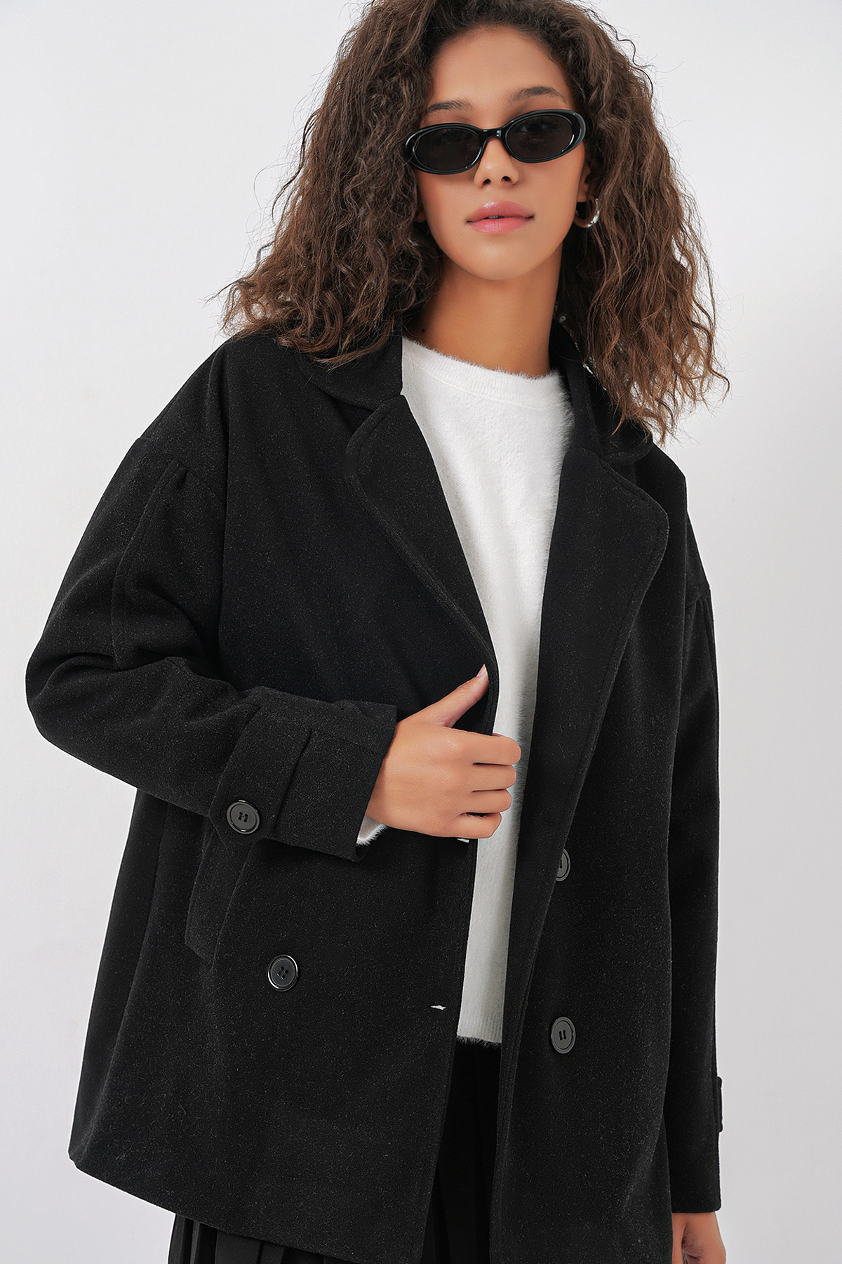 9143 Women's Double-Breasted Cashmere Coat 