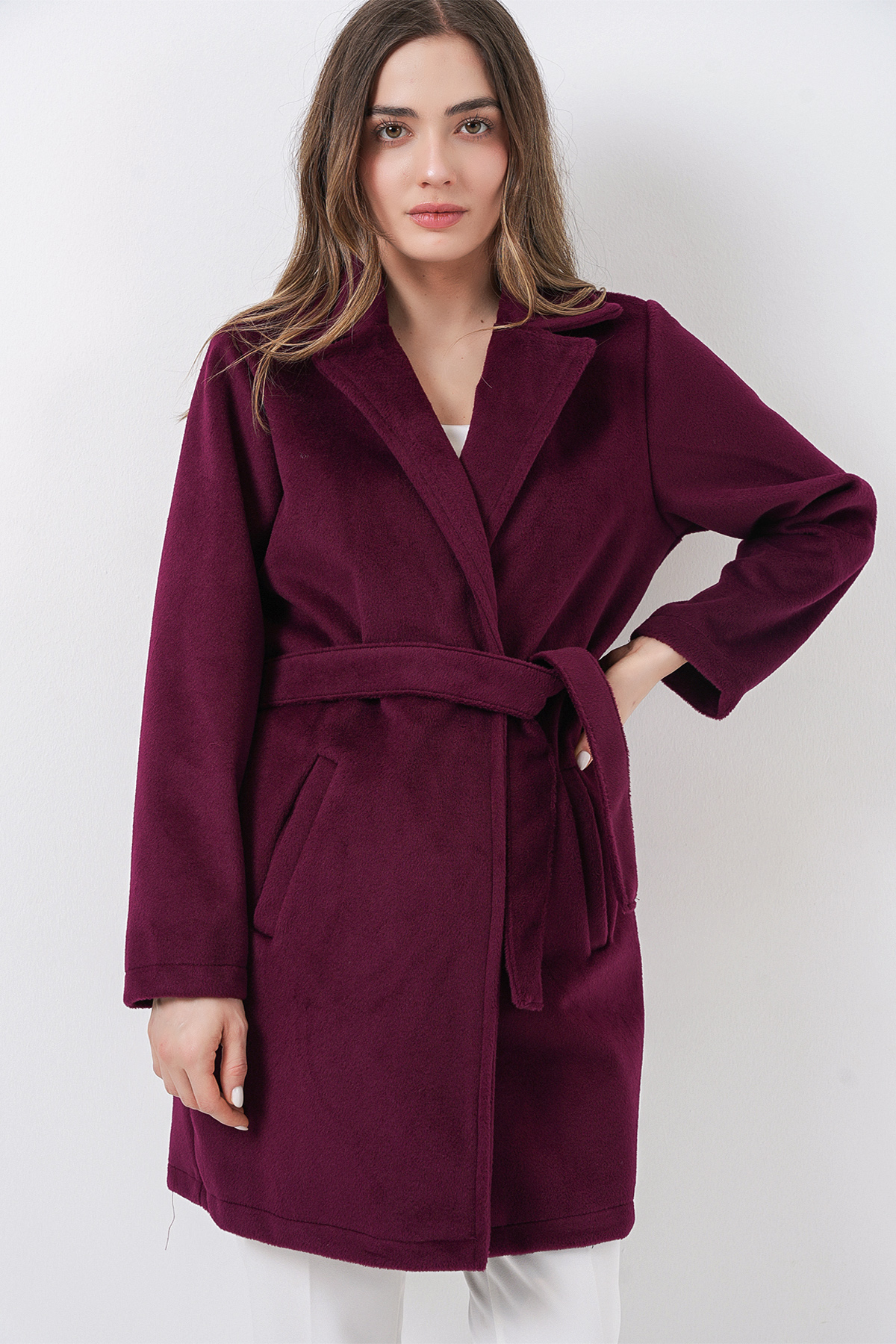Kadın Kuşaklı Kaban 9171 - Bordo