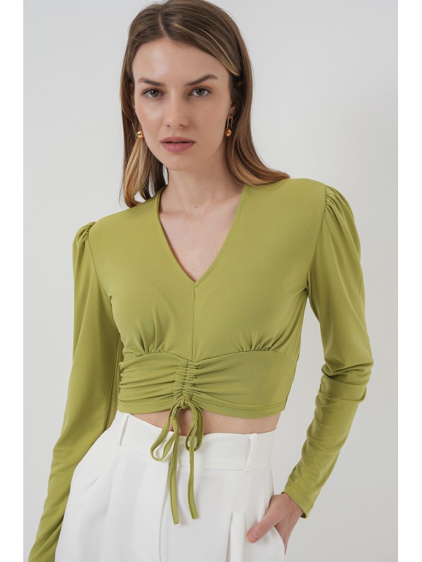 936 Sandy Crop Bluz - E.Yeşil