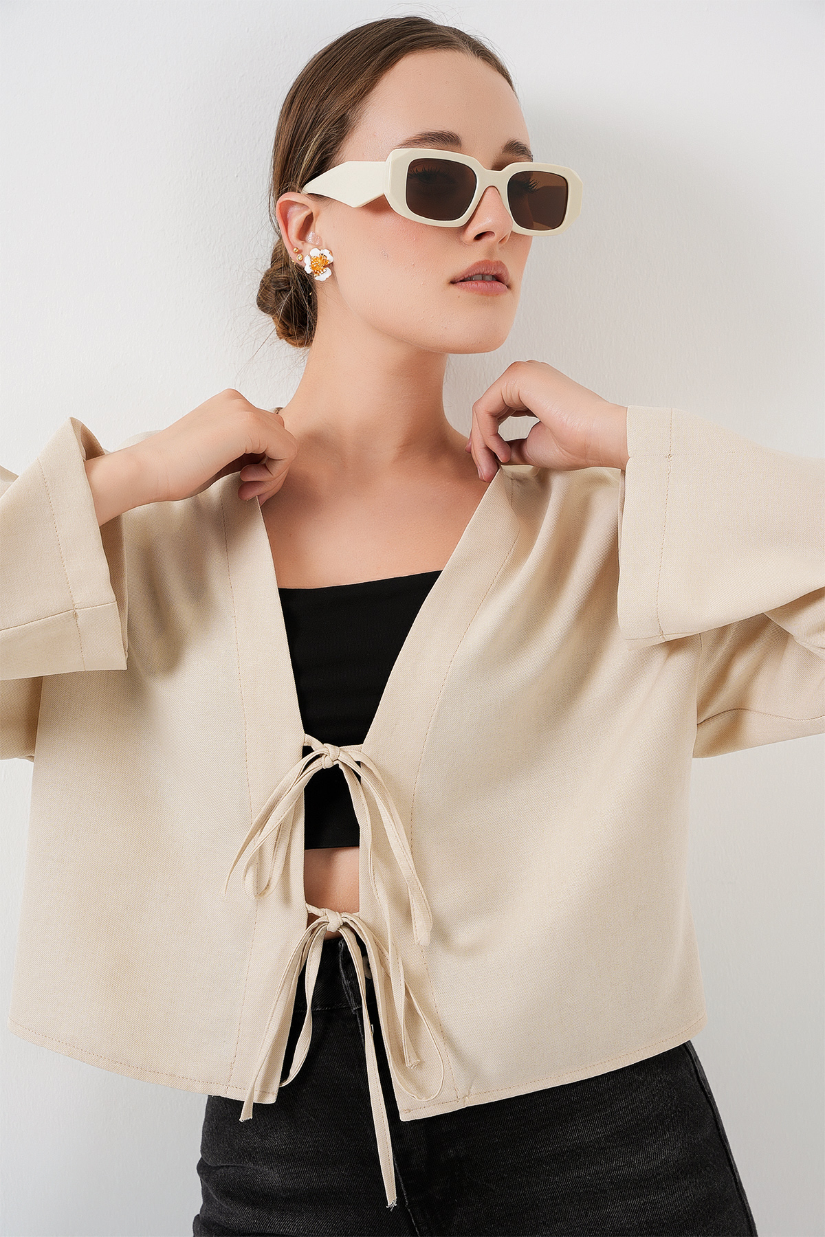 Front Tie Linen Kimono 960 