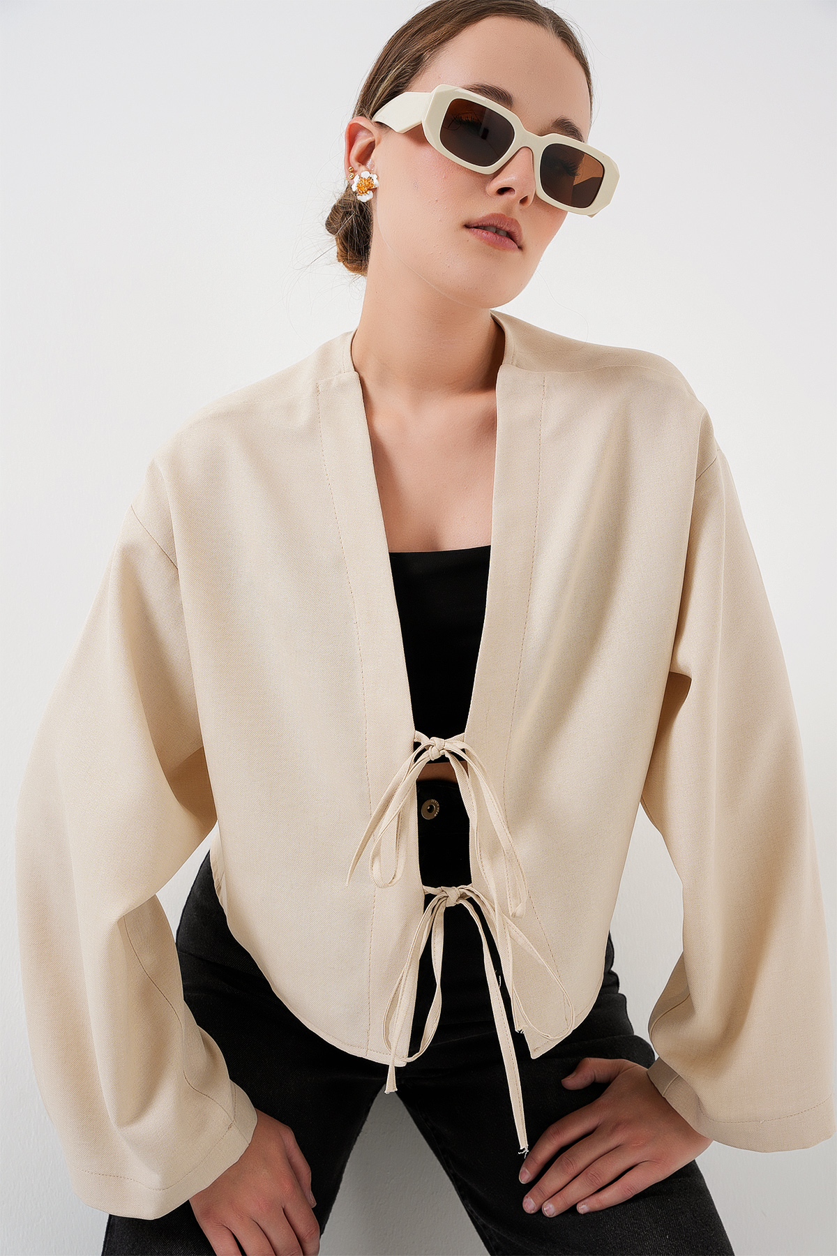 Front Tie Linen Kimono 960 