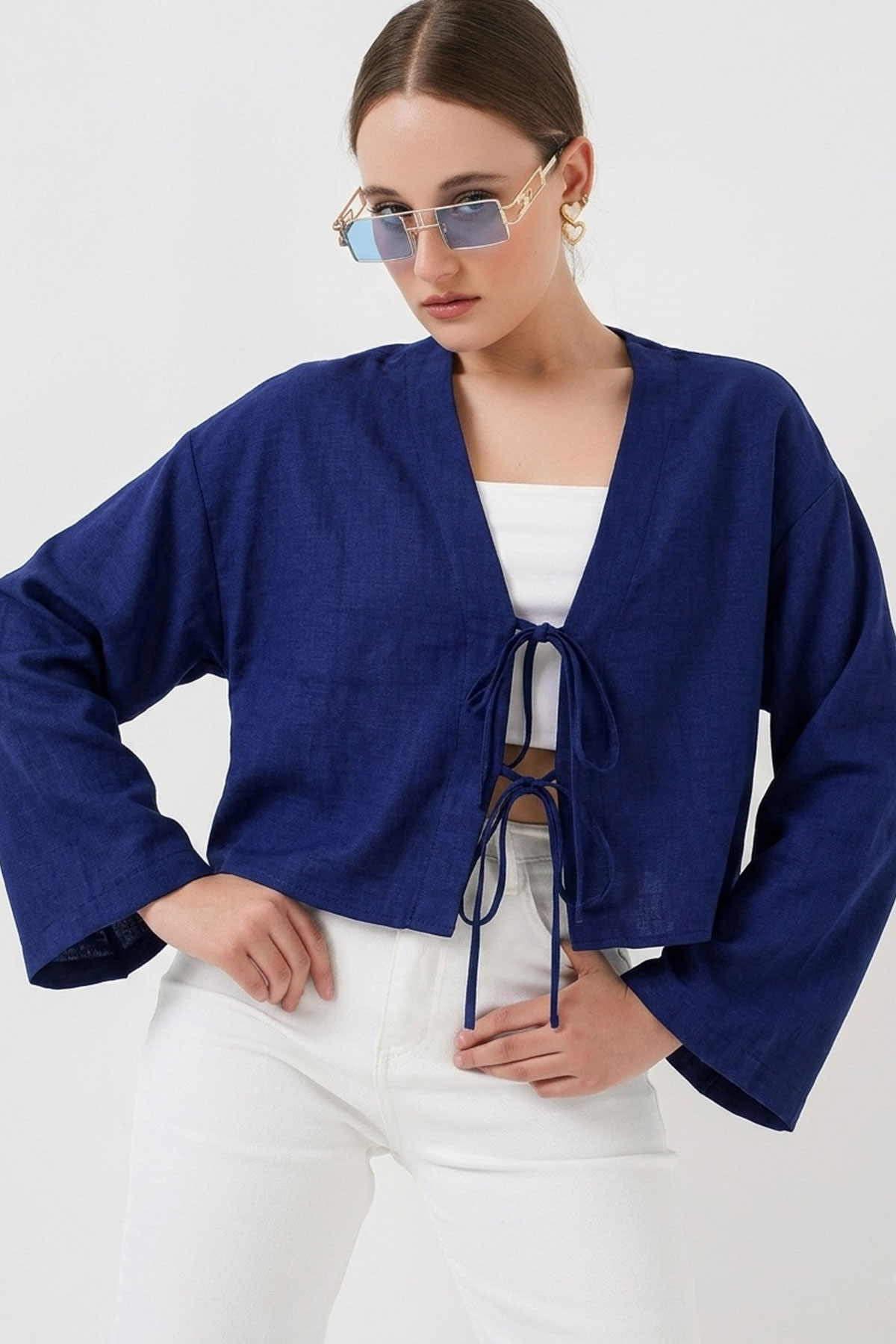 Front Tie Linen Kimono 960 