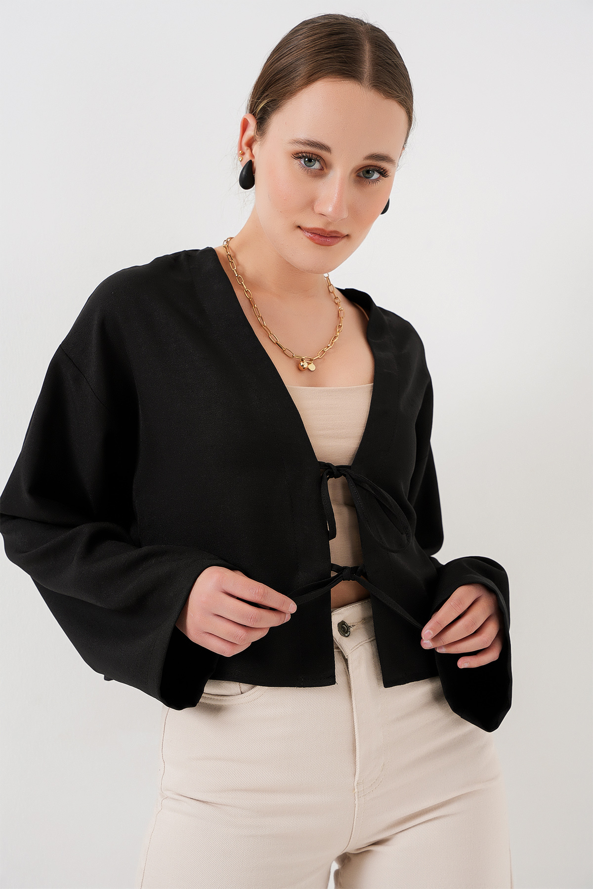 Front Tie Linen Kimono 960 