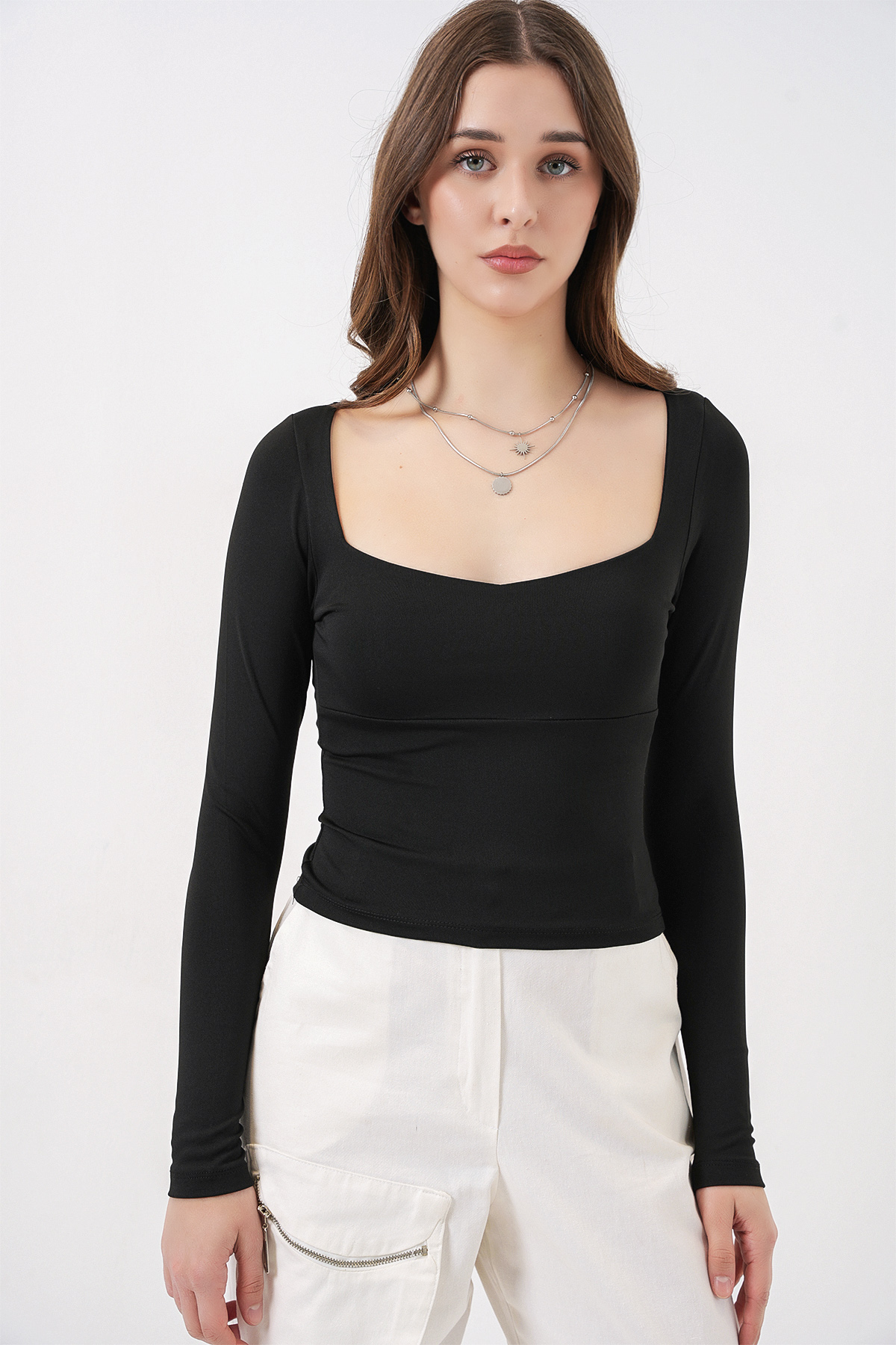 Women's Square Neck Slim Fit Blouse 986 