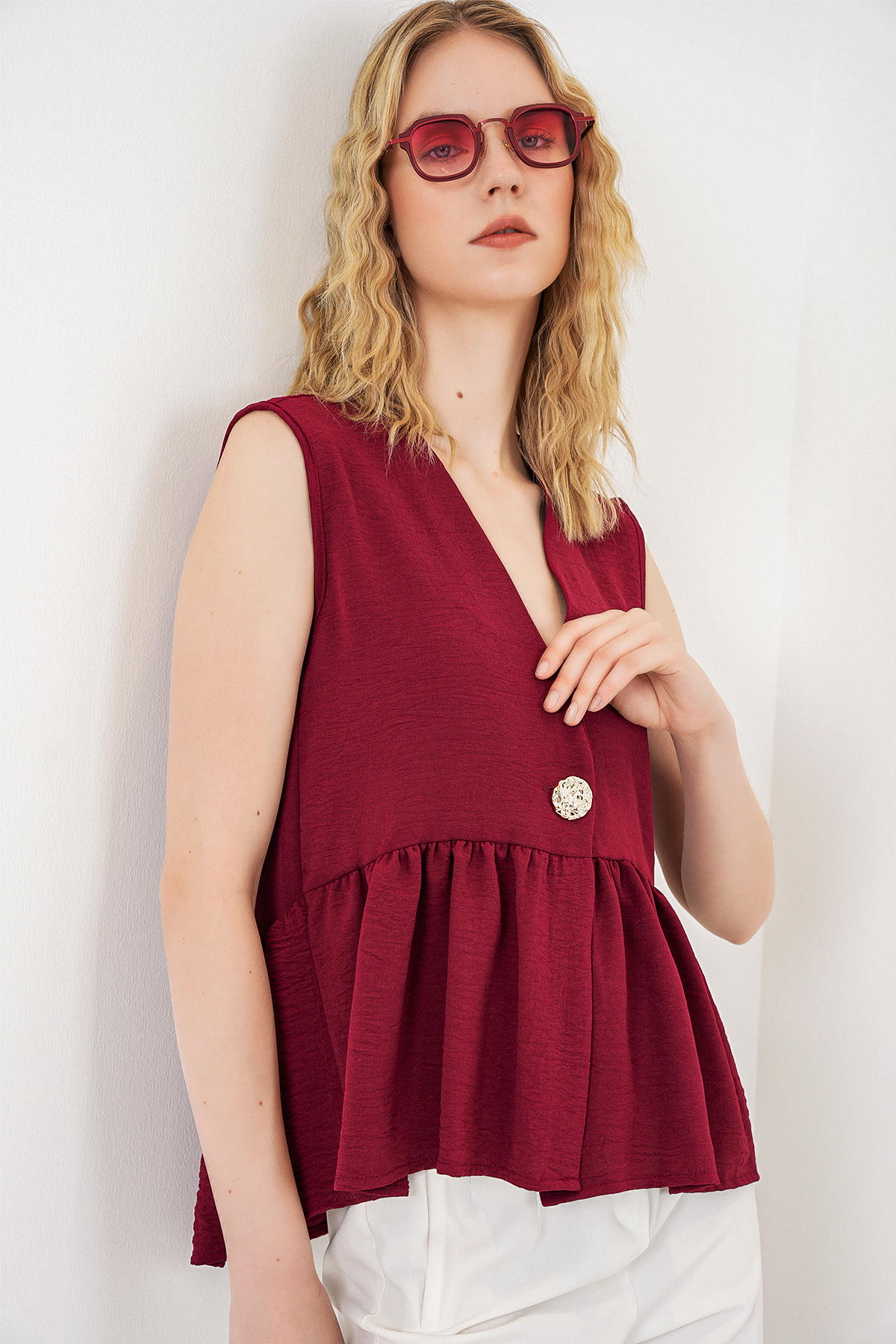 Women's Single Pocket Striped Oversize Shirt 20375 