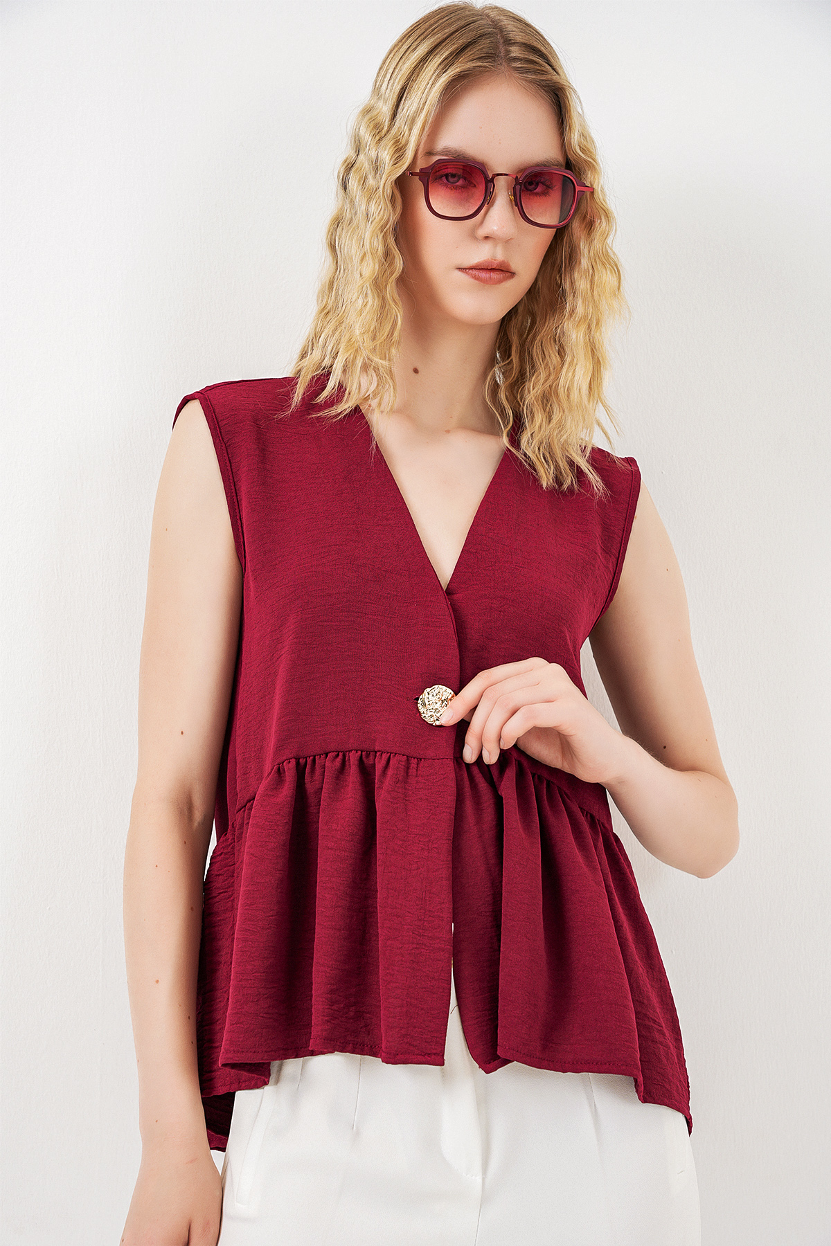 Women's Single Pocket Striped Oversize Shirt 20375 