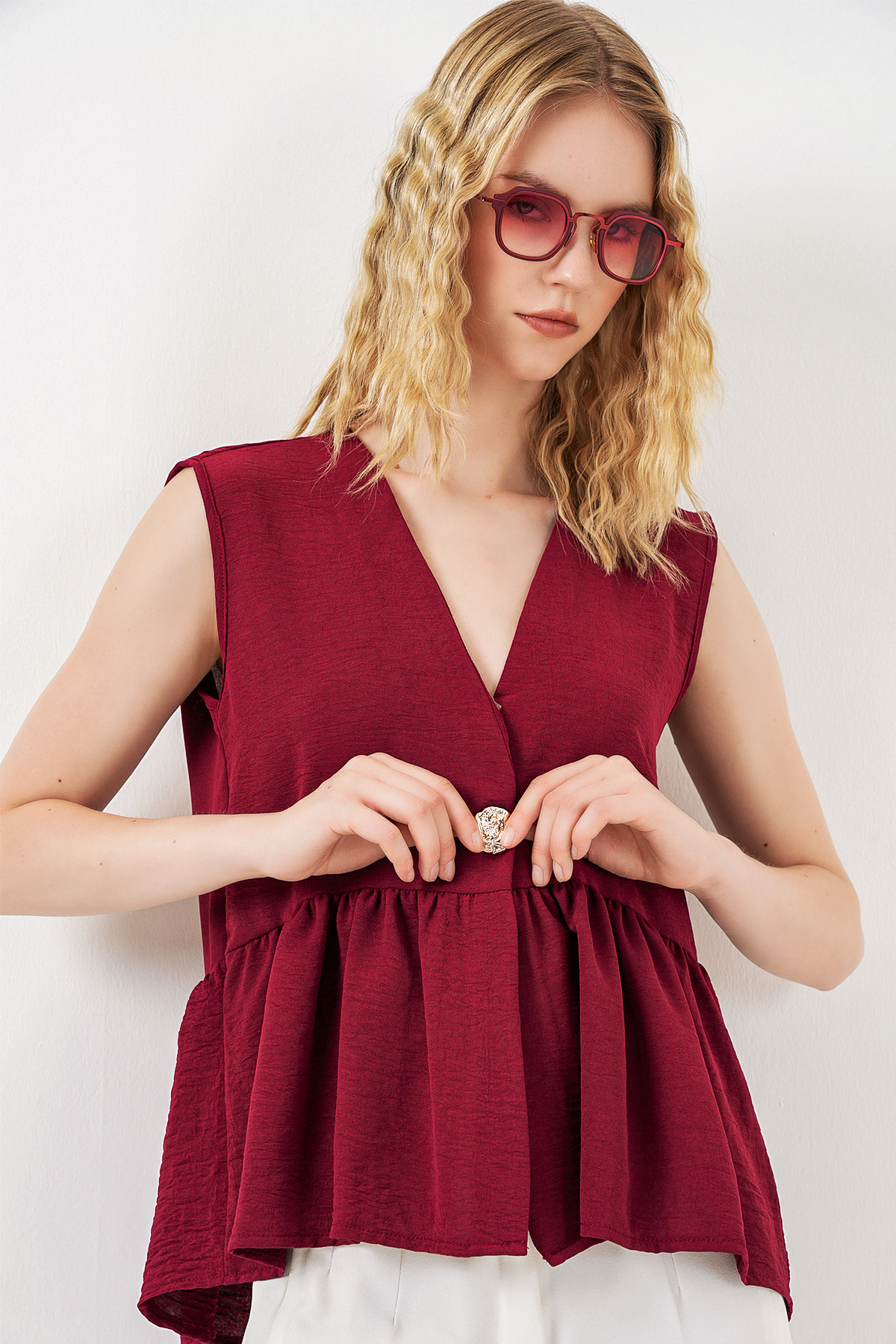 Women's Single Pocket Striped Oversize Shirt 20375 