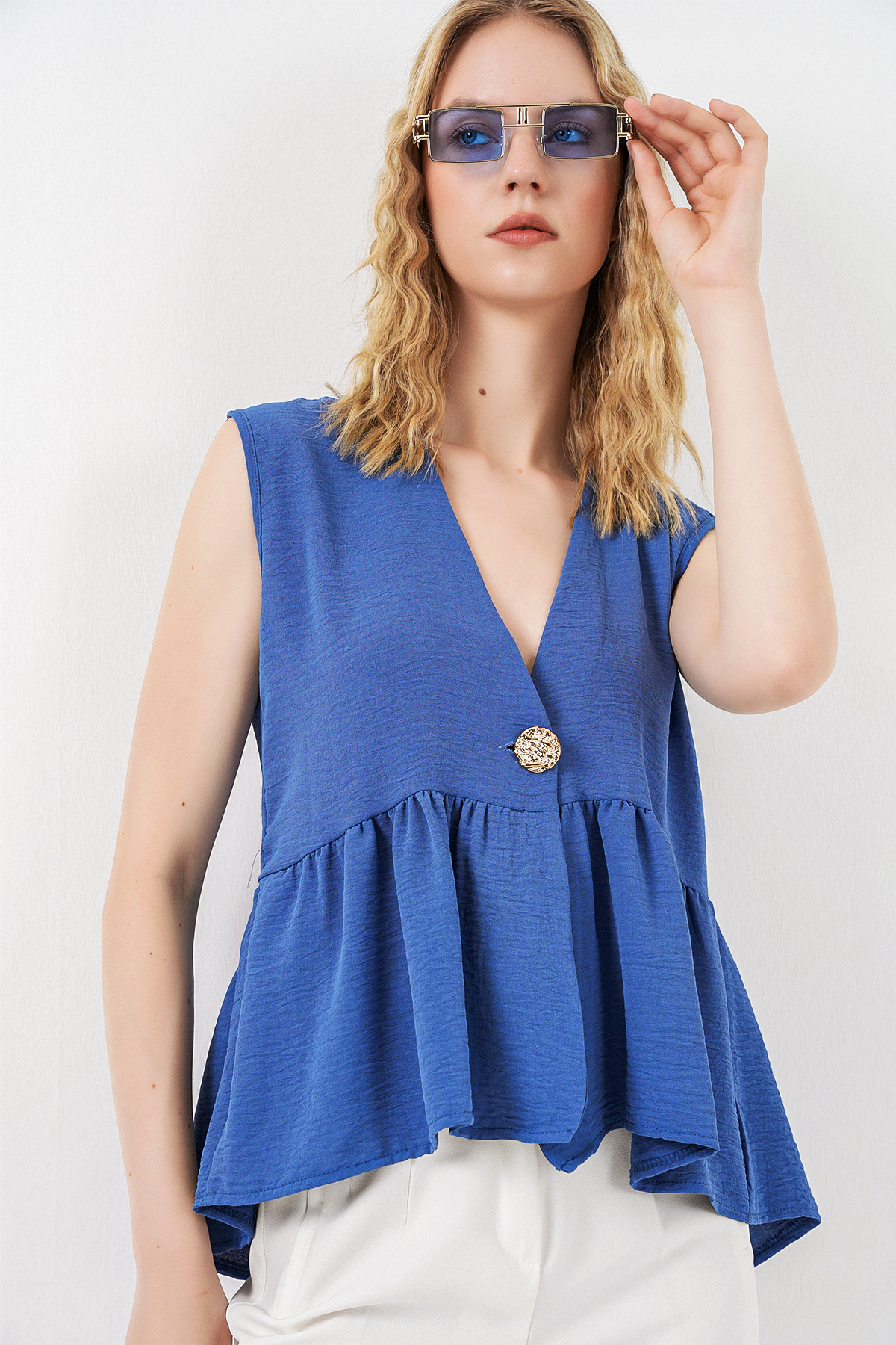 Women's Single Pocket Striped Oversize Shirt 20375 