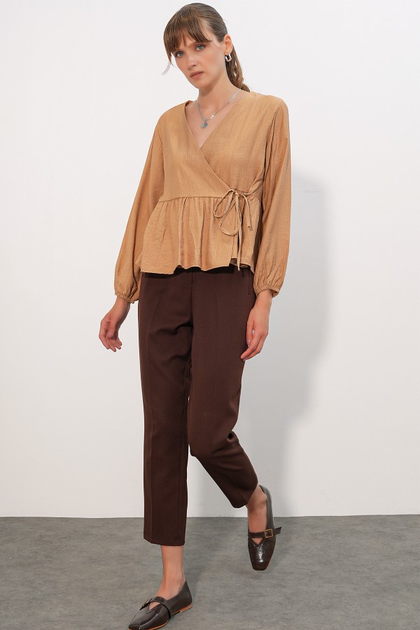 Women's Side-Tie Long-Sleeve Blouse 996 