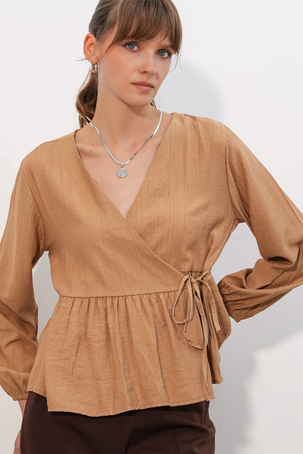 Women's Side-Tie Long-Sleeve Blouse 996 