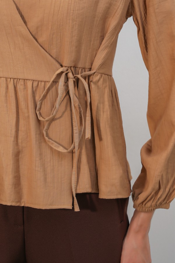 Women's Side-Tie Long-Sleeve Blouse 996 