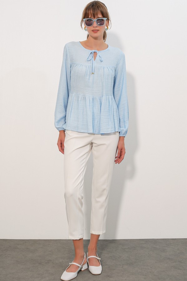 Women's Long Sleeve Textured Blouse 998 