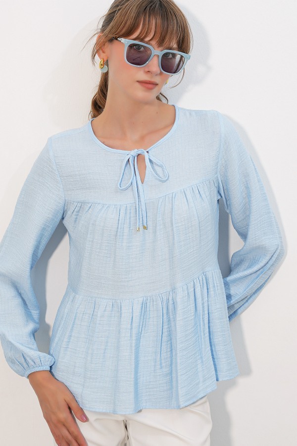 Women's Long Sleeve Textured Blouse 998 