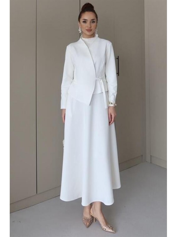 Toka Detaylı Scuba Takım Ekru