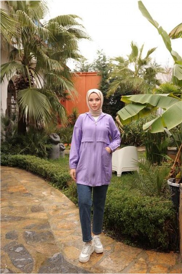 Fermuarlı Cepli Lastikli Kısa Şık Spor Kap 