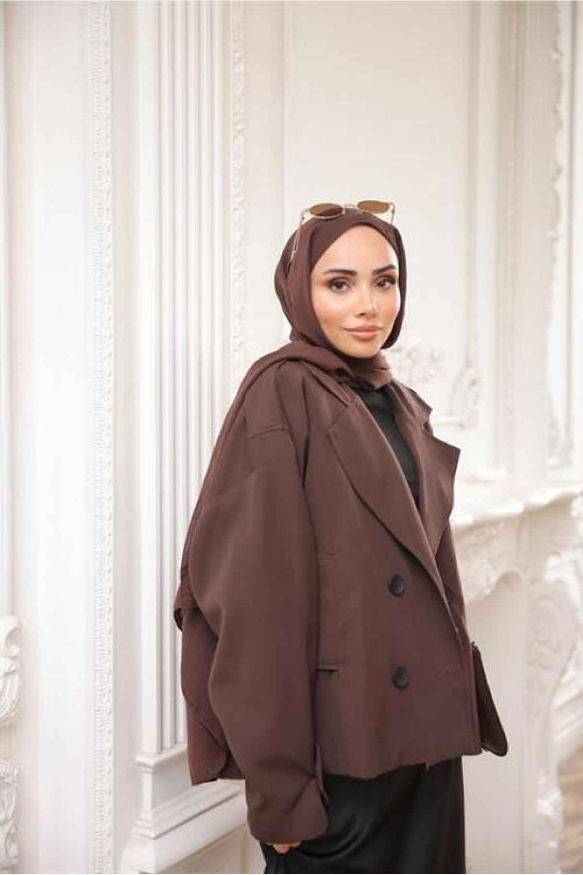 Kruvaze Ceket Yaka Cepli Kısa Trençkot 