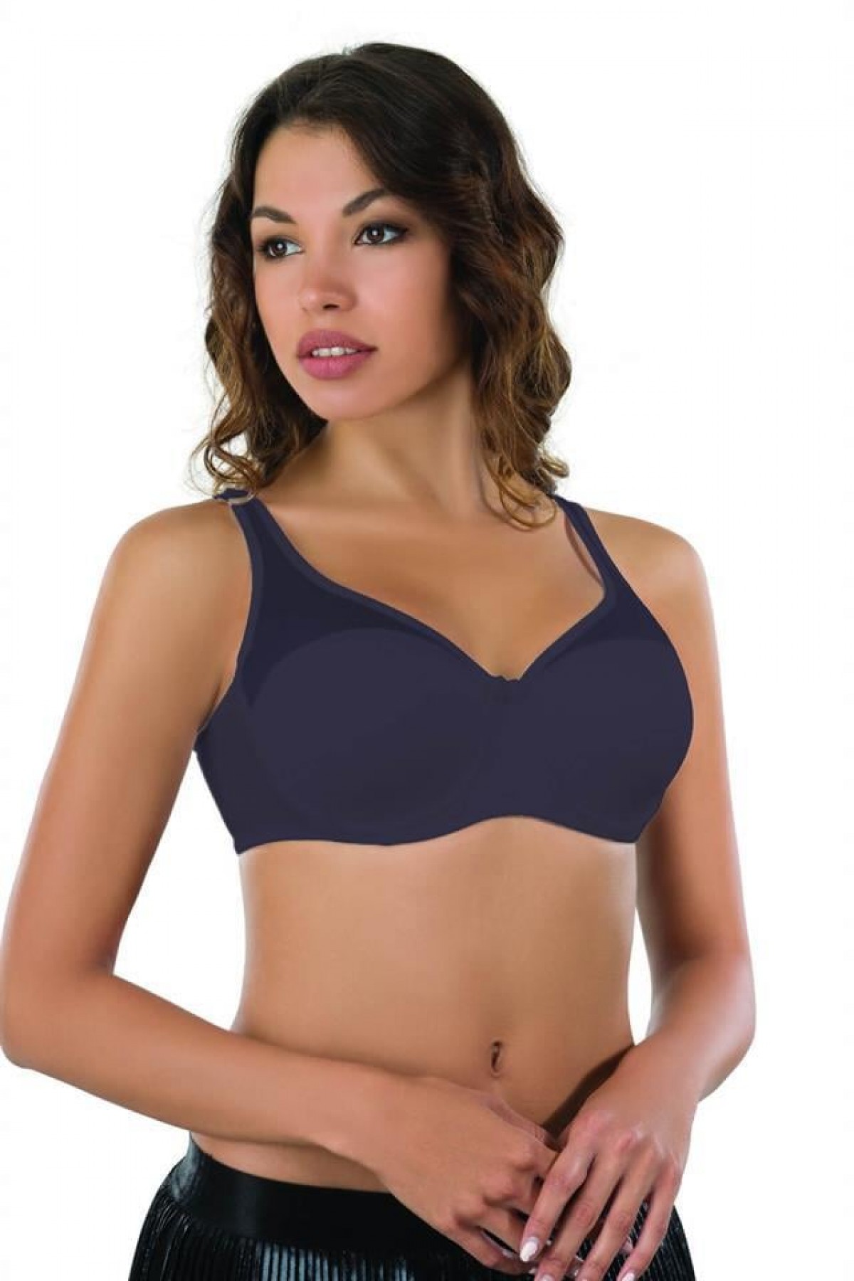 NAVY BLUE MI Podyumplus 167D حمالة صدر مبطنة من التول