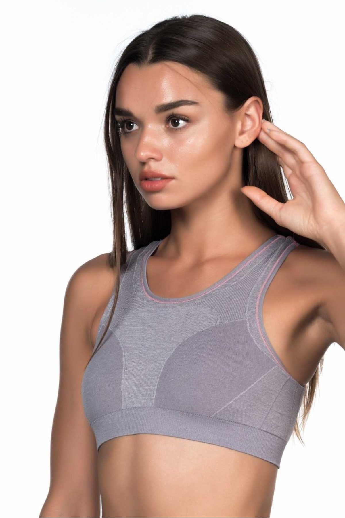 رمادي MI Podyumplus 4026 حمالة صدر رياضية مزدوجة