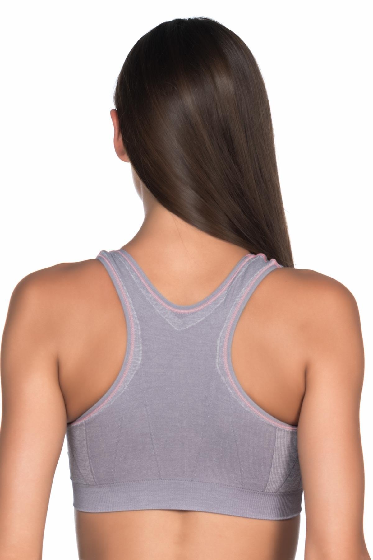 رمادي MI Podyumplus 4026 حمالة صدر رياضية مزدوجة