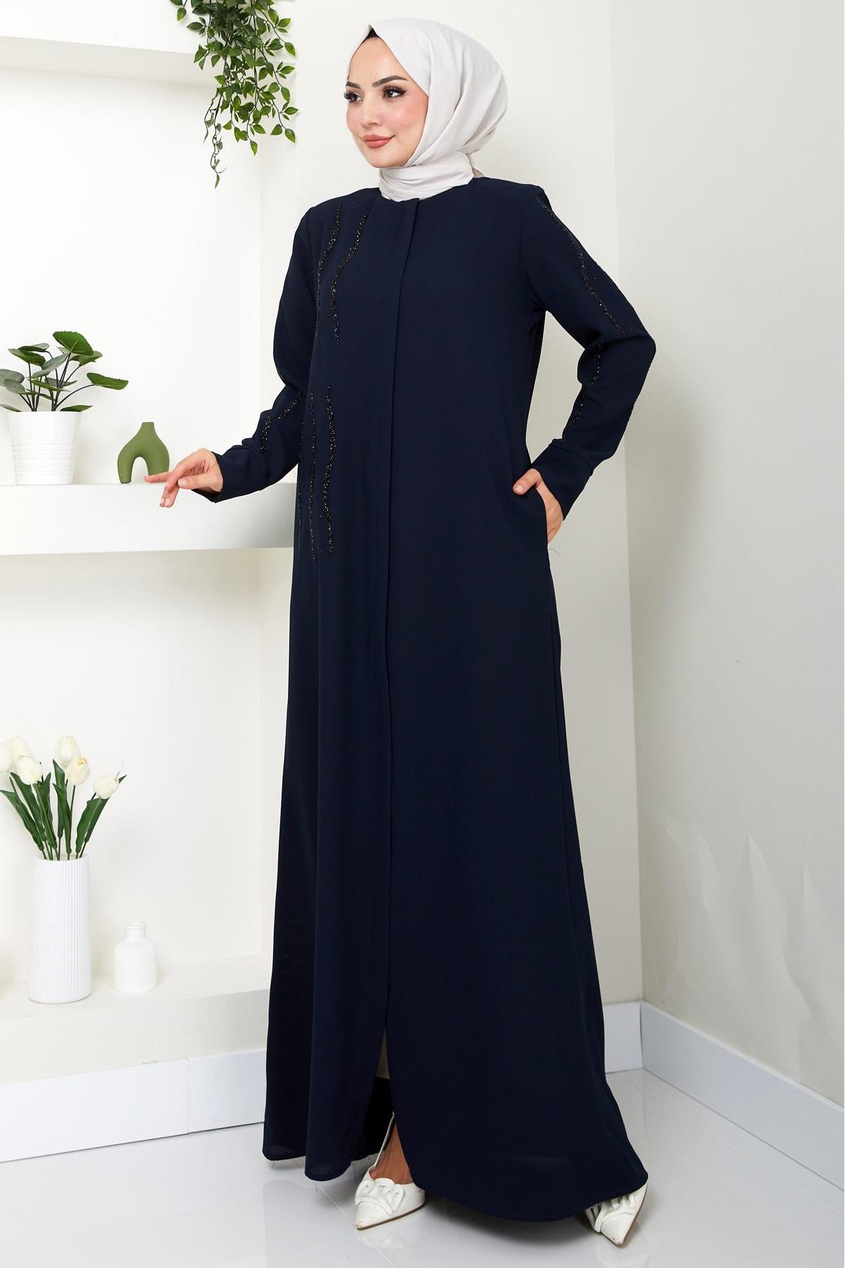 Sevgi Taşlı Ferace Lacivert HM2481