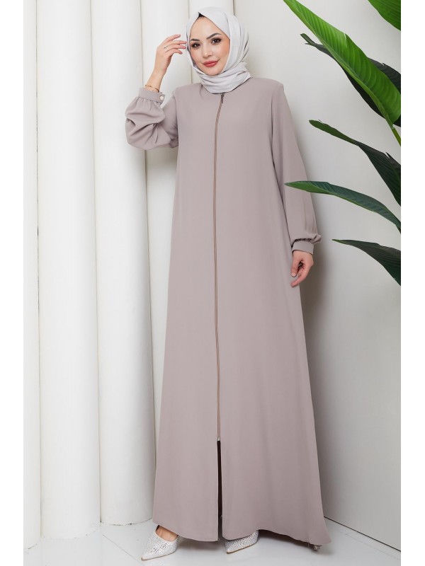 Pleated Back Abaya Beige HM2906