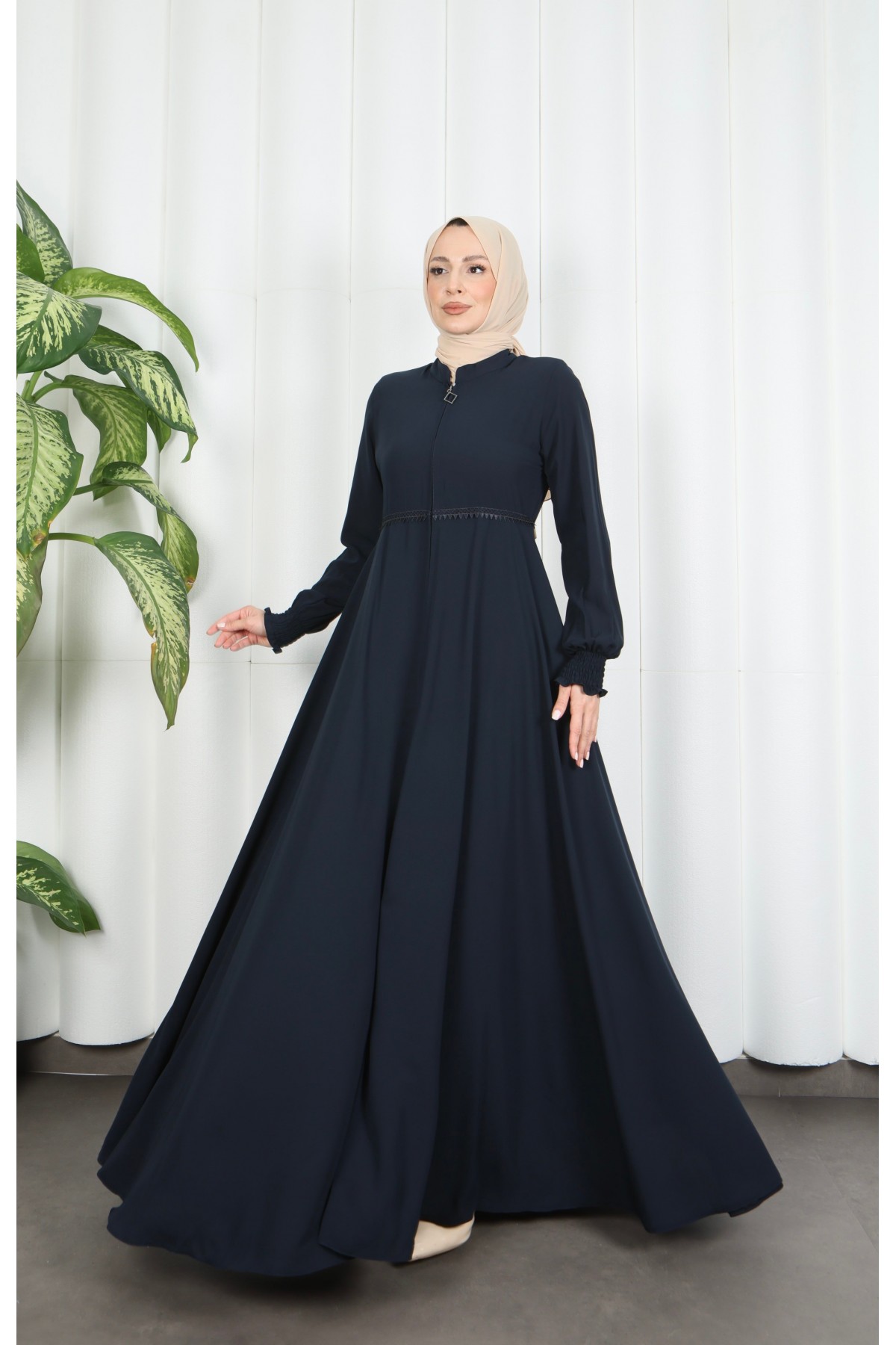Beli Dantelli Mevlana Ferace Lacivert HNT7011