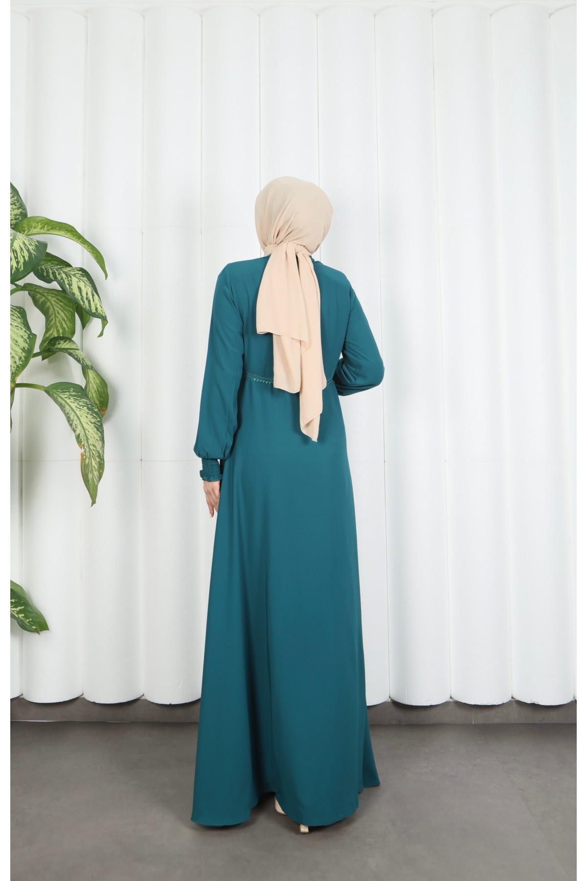 Beli Dantelli Mevlana Ferace Mint Yeşili HNT7011