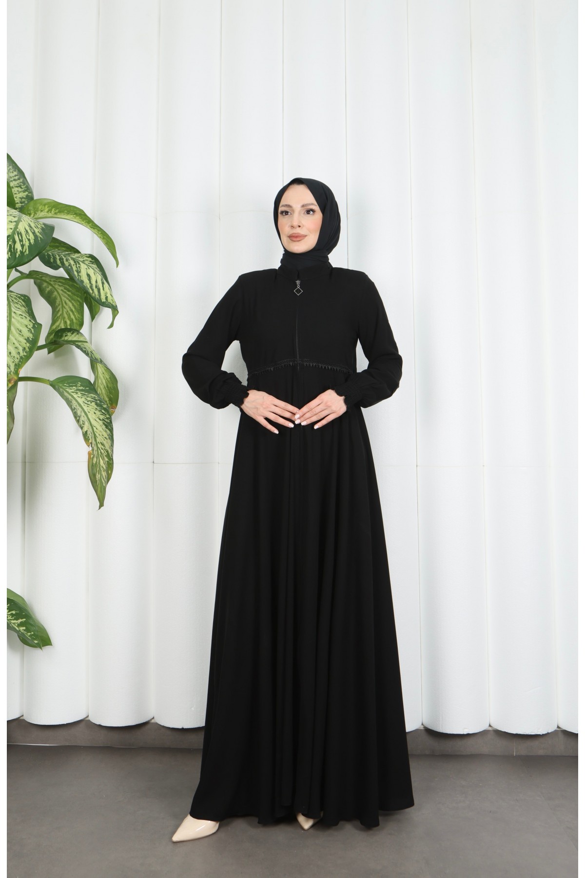 Beli Dantelli Mevlana Ferace Siyah HNT7011