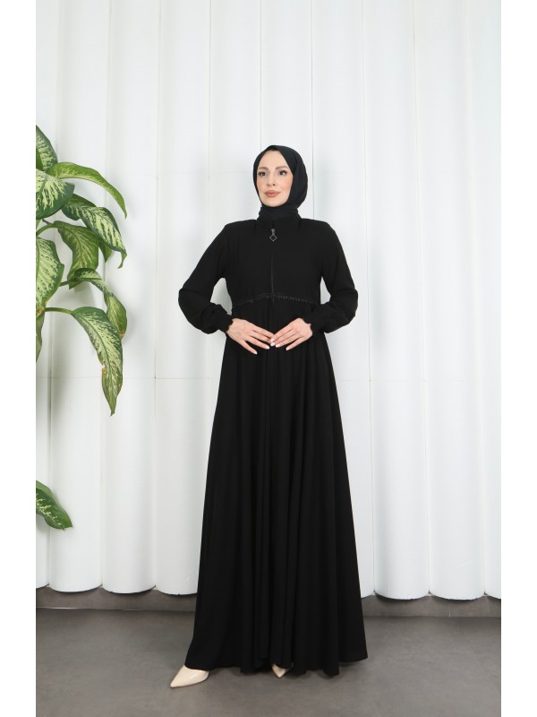 Beli Dantelli Mevlana Ferace Siyah HNT7011
