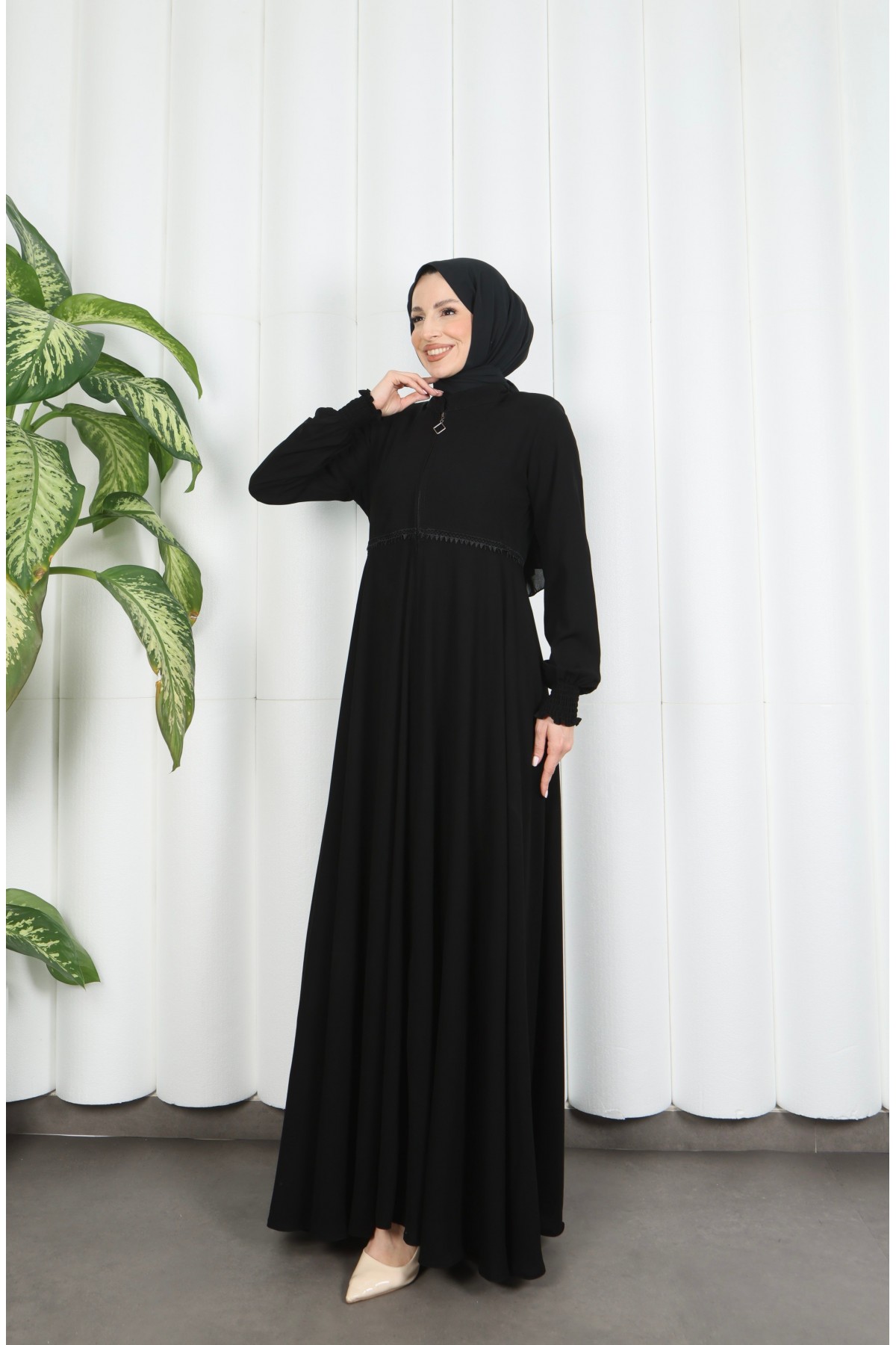 Beli Dantelli Mevlana Ferace Siyah HNT7011