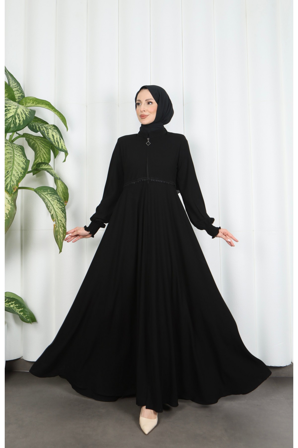 Beli Dantelli Mevlana Ferace Siyah HNT7011
