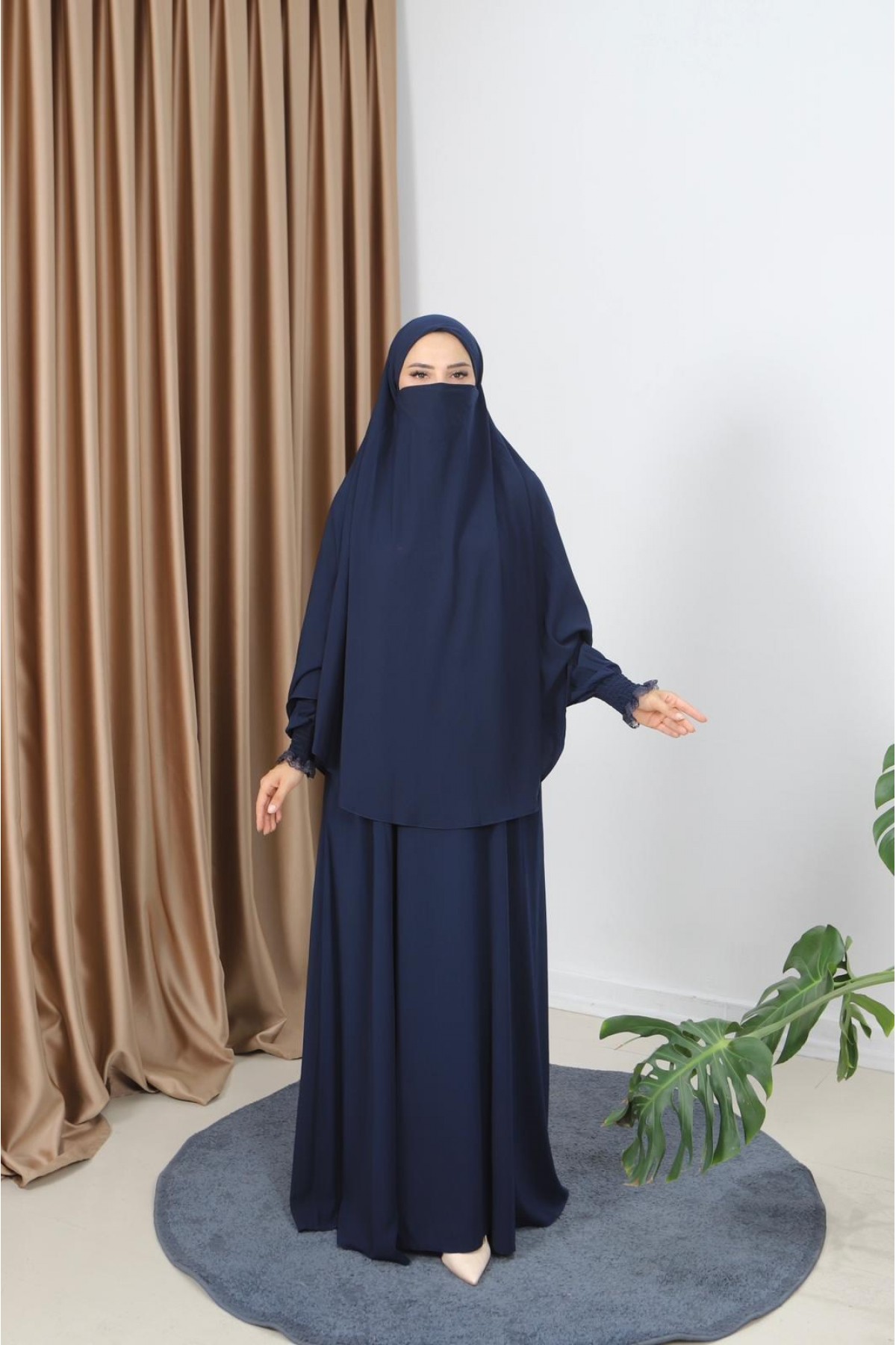 Layered Fringe Detail Abaya Khaki HNT7135