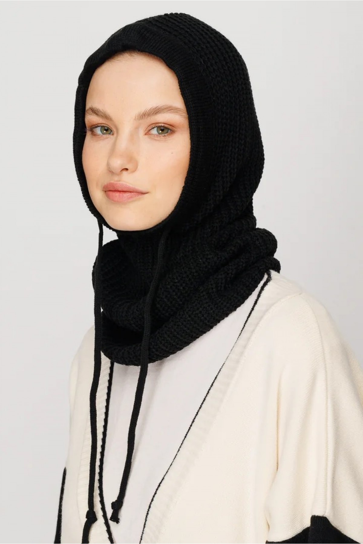 Balaclava Triko Başlık - Siyah